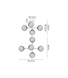 Tivoli Semi Flush Ceiling Tiered Adjustable Arms 5 Light G9 IP44 Polished Chrome/Clear Swirl Round Glass-2