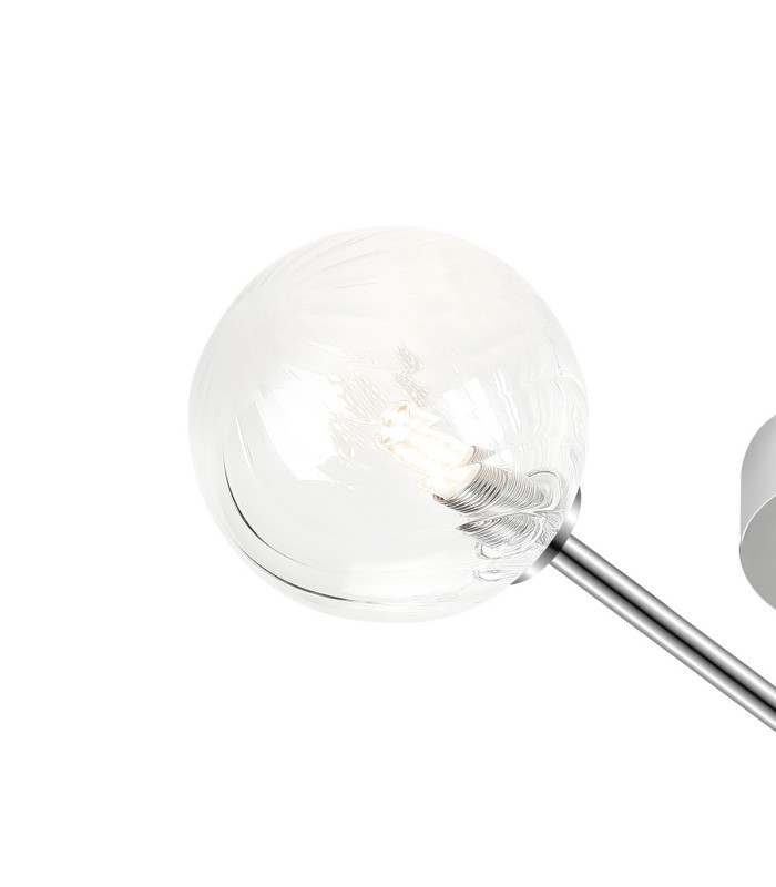 Tivoli Semi Flush Ceiling Tiered Adjustable Arms 5 Light G9 IP44 Polished Chrome/Clear Swirl Round Glass-6