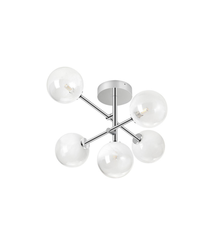 Tivoli Semi Flush Ceiling Tiered Adjustable Arms 5 Light G9 IP44 Polished Chrome/White Two-Tone Snow Specks Round Glass-4