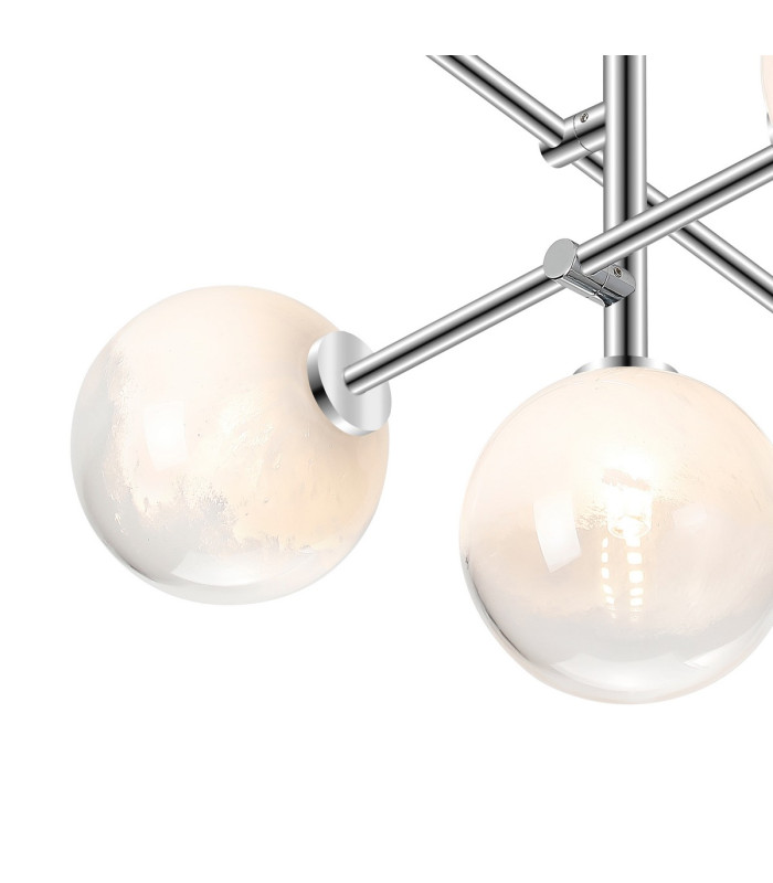 Tivoli Semi Flush Ceiling Tiered Adjustable Arms 5 Light G9 IP44 Polished Chrome/White Two-Tone Snow Specks Round Glass-7