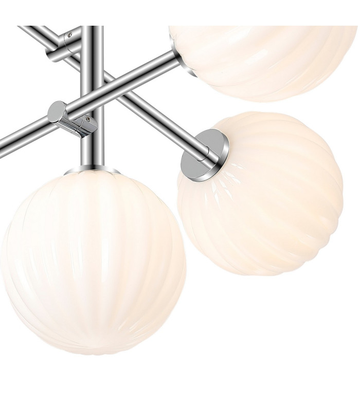 Tivoli Semi Flush Ceiling Tiered Adjustable Arms 5 Light G9 IP44 Polished Chrome/Opal Round Segment Glass-7