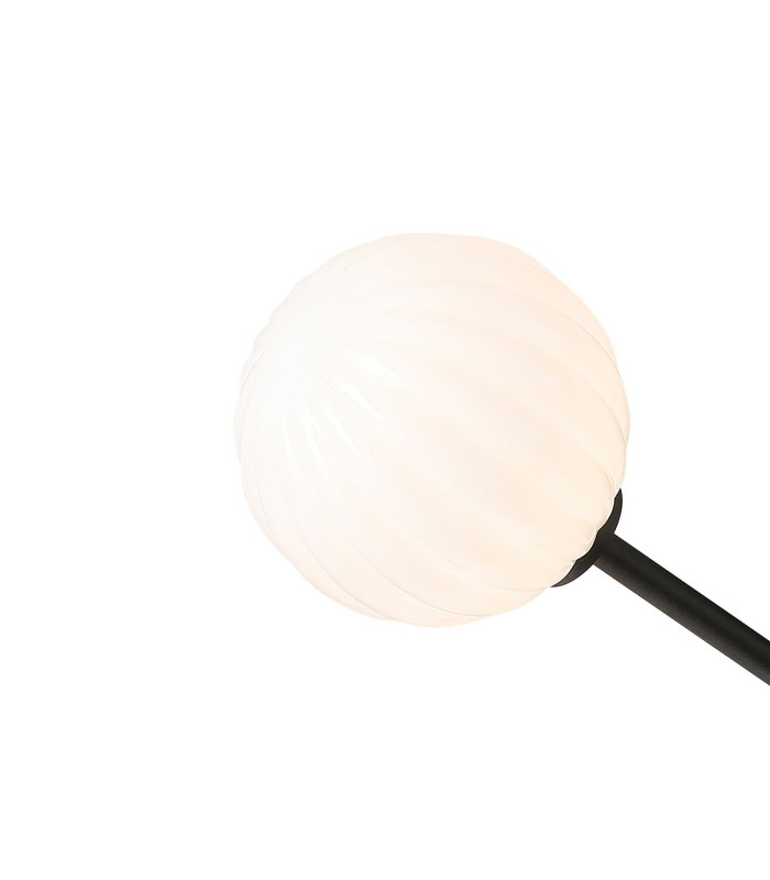 Tivoli Semi Flush Ceiling Tiered Adjustable Arms 5 Light G9 IP44 Satin Black/Opal Round Segment Glass-5