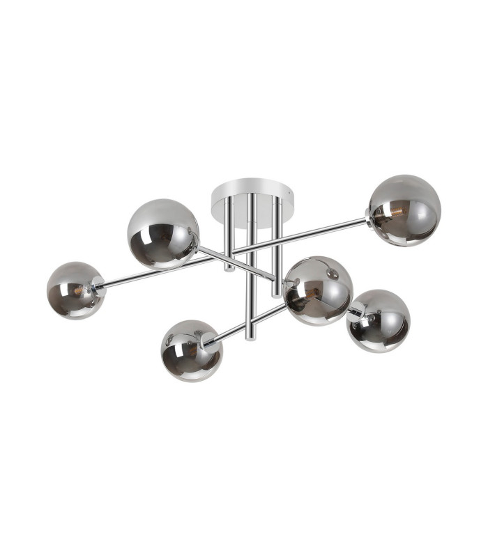 Tivoli Semi Flush Ceiling Tiered 6 Light G9 IP44 Polished Chrome/Smoke Smooth Round Glass-4