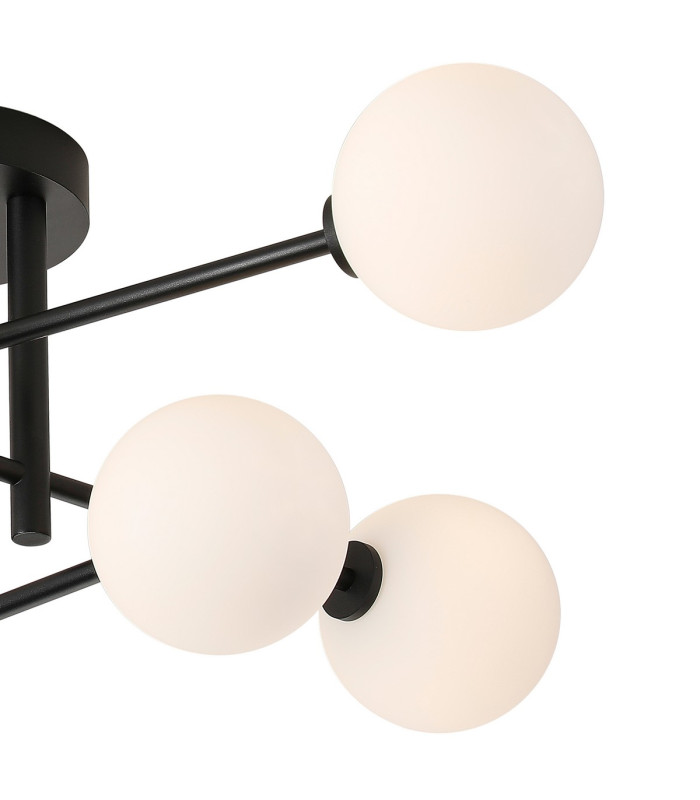 Tivoli Semi Flush Ceiling Tiered 6 Light G9 IP44 Satin Black/Opal Smooth Round Glass-6