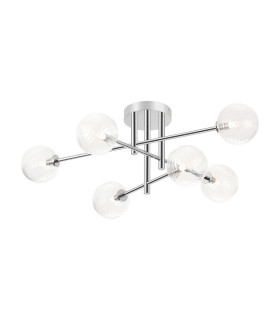 Tivoli Semi Flush Ceiling Tiered 6 Light G9 IP44 Polished Chrome/Clear Ribbed Round Glass-1