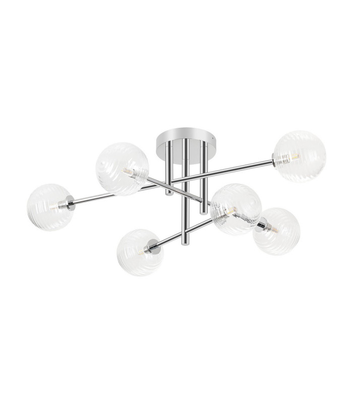 Tivoli Semi Flush Ceiling Tiered 6 Light G9 IP44 Polished Chrome/Clear Ribbed Round Glass-4