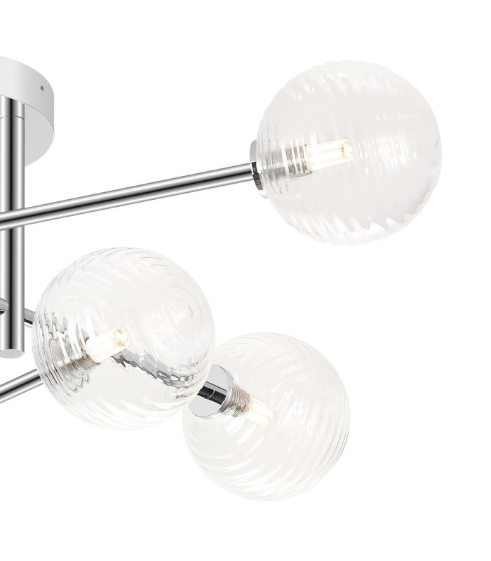 Tivoli Semi Flush Ceiling Tiered 6 Light G9 IP44 Polished Chrome/Clear Ribbed Round Glass-5