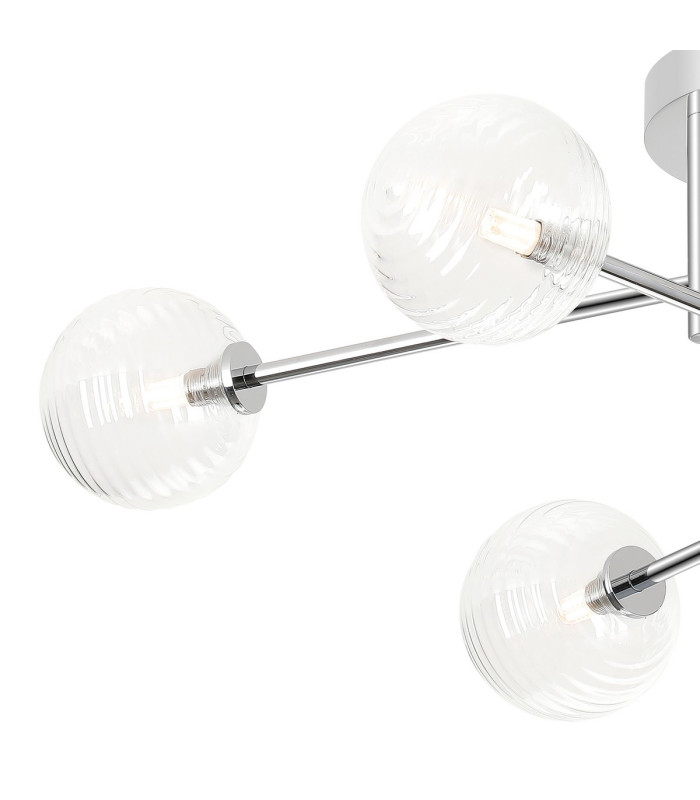 Tivoli Semi Flush Ceiling Tiered 6 Light G9 IP44 Polished Chrome/Clear Ribbed Round Glass-7