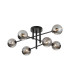 Tivoli Semi Flush Ceiling Tiered 6 Light G9 IP44 Satin Black/Smoke Ribbed Round Glass-1