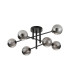 Tivoli Semi Flush Ceiling Tiered 6 Light G9 IP44 Satin Black/Smoke Ribbed Round Glass-4