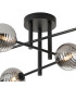 Tivoli Semi Flush Ceiling Tiered 6 Light G9 IP44 Satin Black/Smoke Ribbed Round Glass-6