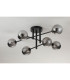 Tivoli Semi Flush Ceiling Tiered 6 Light G9 IP44 Satin Black/Smoke Ribbed Round Glass-8
