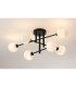 Tivoli Semi Flush Ceiling Tiered 6 Light G9 IP44 Satin Black/Grey Round Marble Effect Glass-3