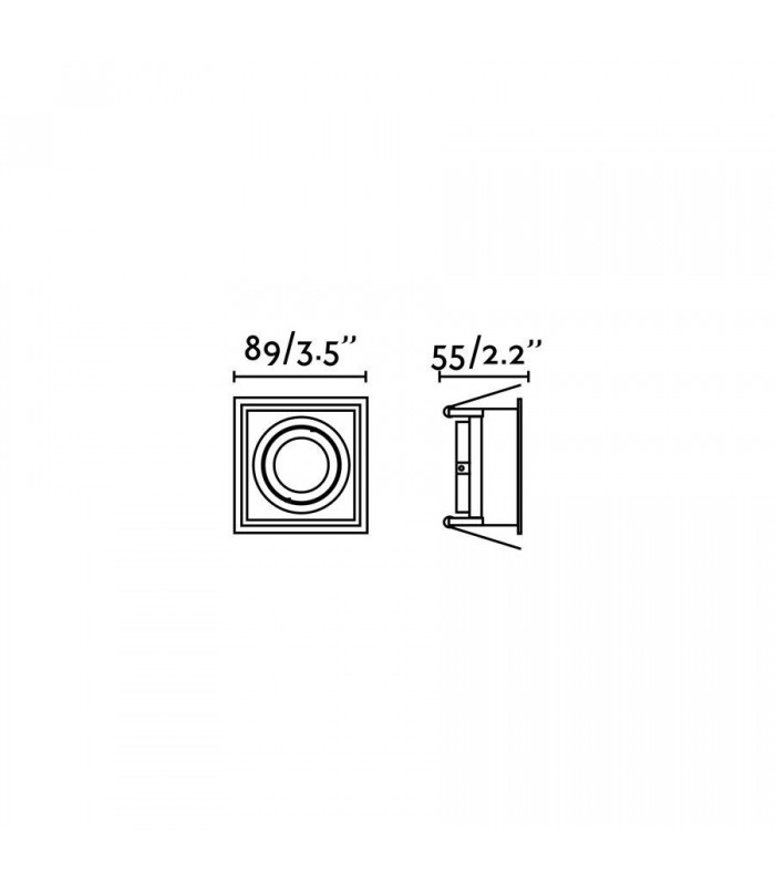 Black Tiltable square Recessed Downlight, GU10 - 2