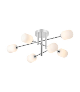 Tivoli Semi Flush Ceiling Tiered 6 Light G9 IP44 Polished Chrome/Opal Smooth Tubular Glass-1