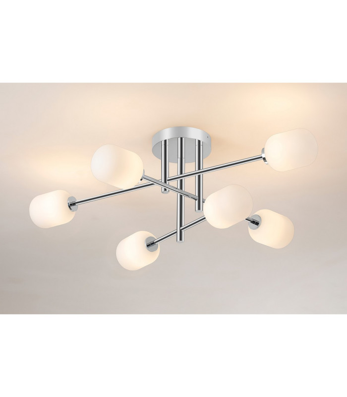 Tivoli Semi Flush Ceiling Tiered 6 Light G9 IP44 Polished Chrome/Opal Smooth Tubular Glass-3
