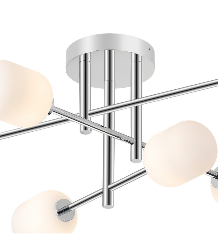 Tivoli Semi Flush Ceiling Tiered 6 Light G9 IP44 Polished Chrome/Opal Smooth Tubular Glass-6