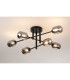 Tivoli Semi Flush Ceiling Tiered 6 Light G9 IP44 Satin Black/Smoke Smooth Tubular Glass-3