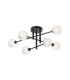 Tivoli Semi Flush Ceiling Tiered 6 Light G9 IP44 Satin Black/Clear Cross Pattern Round Glass-1
