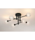 Tivoli Semi Flush Ceiling Tiered 6 Light G9 IP44 Satin Black/Clear Cross Pattern Round Glass-3