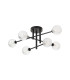 Tivoli Semi Flush Ceiling Tiered 6 Light G9 IP44 Satin Black/Clear Cross Pattern Round Glass-5