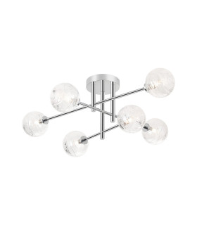 Tivoli Semi Flush Ceiling Tiered 6 Light G9 IP44 Polished Chrome/Clear Dune Effect Round Glass-1