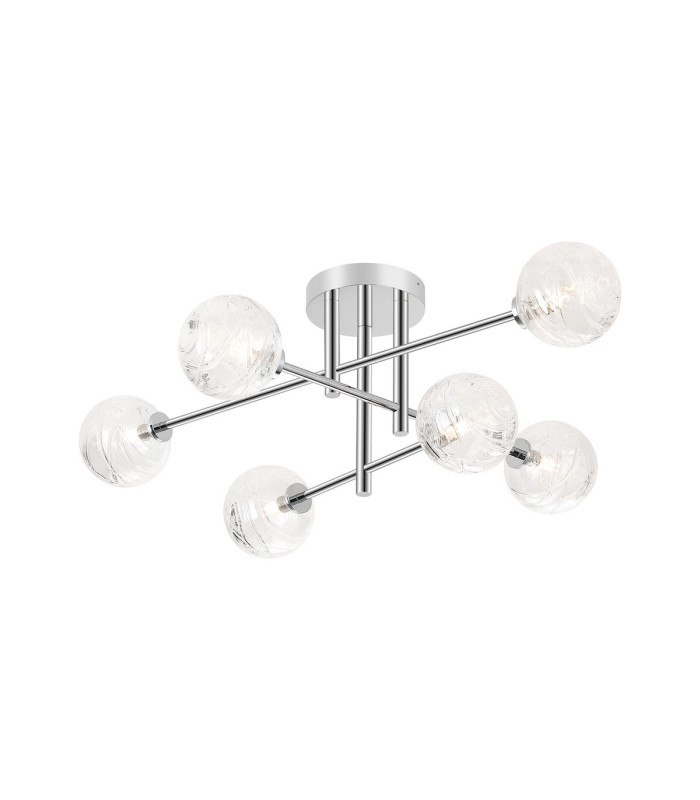 Tivoli Semi Flush Ceiling Tiered 6 Light G9 IP44 Polished Chrome/Clear Dune Effect Round Glass-1
