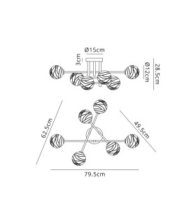 Tivoli Semi Flush Ceiling Tiered 6 Light G9 IP44 Polished Chrome/Clear Dune Effect Round Glass-2