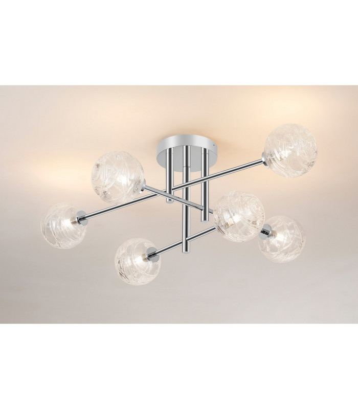Tivoli Semi Flush Ceiling Tiered 6 Light G9 IP44 Polished Chrome/Clear Dune Effect Round Glass-3