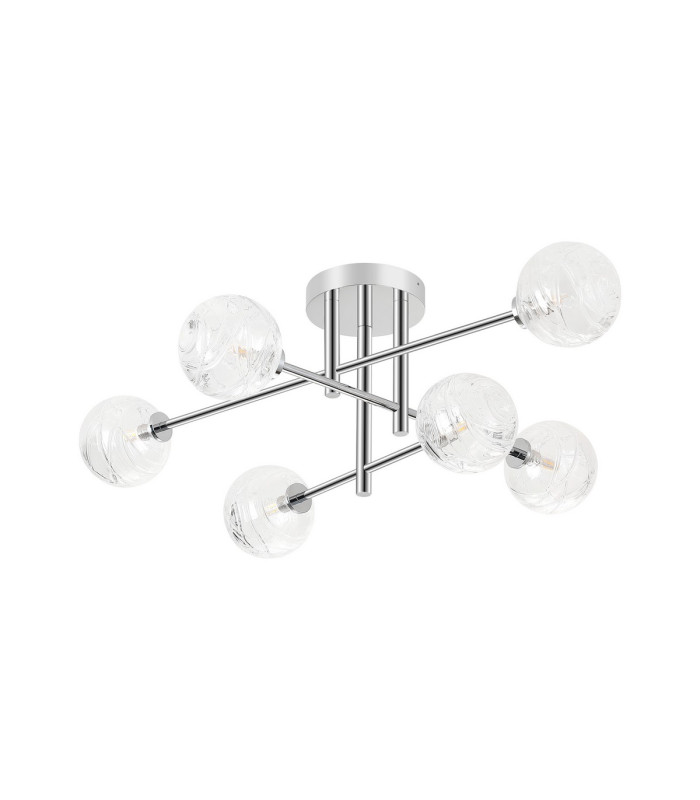 Tivoli Semi Flush Ceiling Tiered 6 Light G9 IP44 Polished Chrome/Clear Dune Effect Round Glass-5