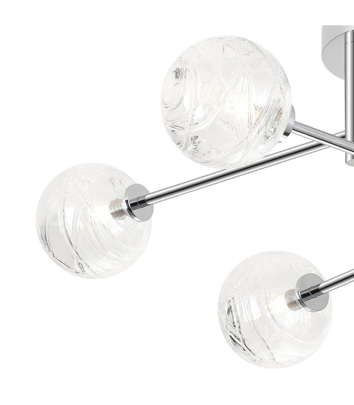 Tivoli Semi Flush Ceiling Tiered 6 Light G9 IP44 Polished Chrome/Clear Dune Effect Round Glass-6