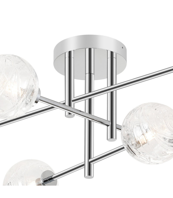 Tivoli Semi Flush Ceiling Tiered 6 Light G9 IP44 Polished Chrome/Clear Dune Effect Round Glass-7