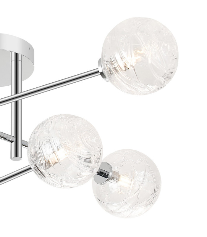 Tivoli Semi Flush Ceiling Tiered 6 Light G9 IP44 Polished Chrome/Clear Dune Effect Round Glass-8