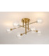 Tivoli Semi Flush Ceiling Tiered 6 Light G9 IP44 Brass Gold/Clear Waved Round Glass-3