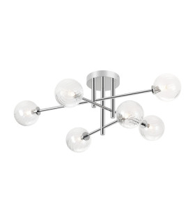 Tivoli Semi Flush Ceiling Tiered 6 Light G9 IP44 Polished Chrome/Clear Swirl Round Glass-1