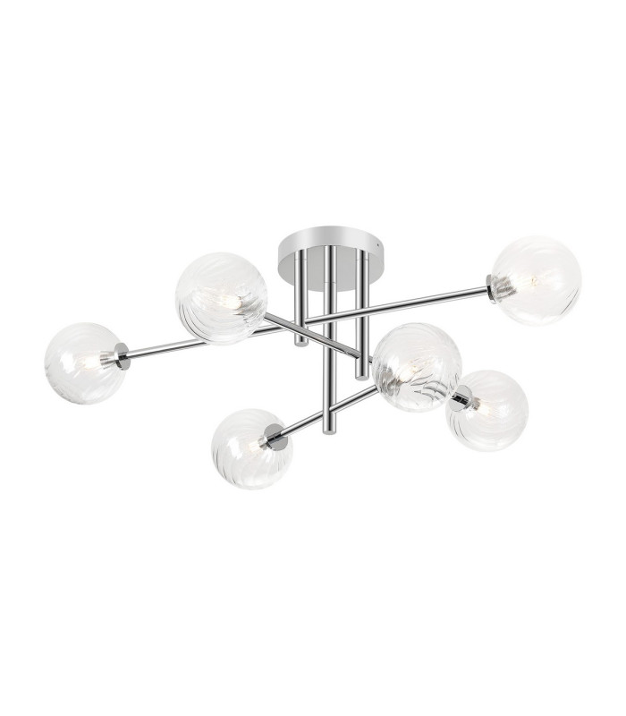 Tivoli Semi Flush Ceiling Tiered 6 Light G9 IP44 Polished Chrome/Clear Swirl Round Glass-1