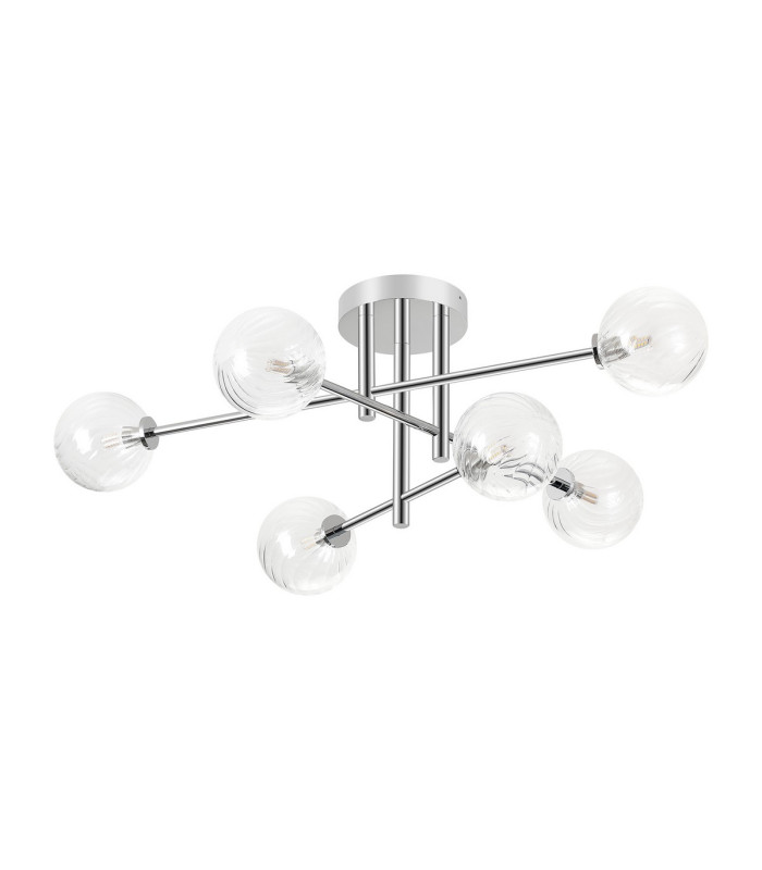 Tivoli Semi Flush Ceiling Tiered 6 Light G9 IP44 Polished Chrome/Clear Swirl Round Glass-4