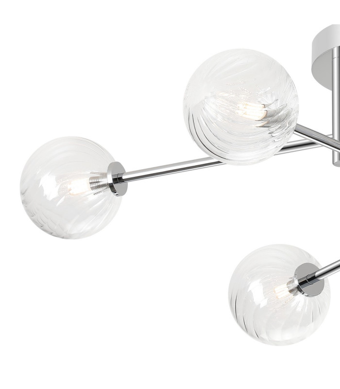 Tivoli Semi Flush Ceiling Tiered 6 Light G9 IP44 Polished Chrome/Clear Swirl Round Glass-5