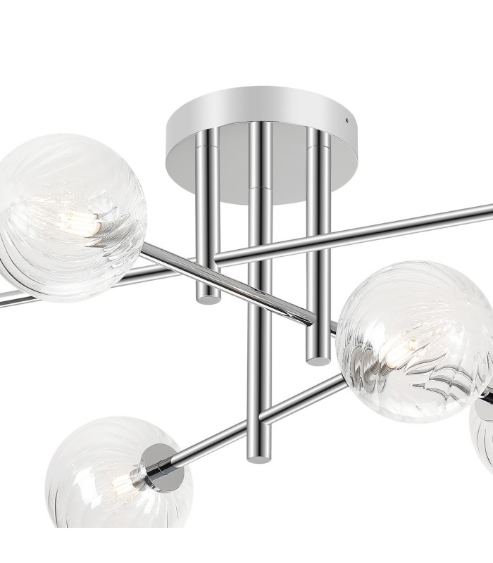 Tivoli Semi Flush Ceiling Tiered 6 Light G9 IP44 Polished Chrome/Clear Swirl Round Glass-7
