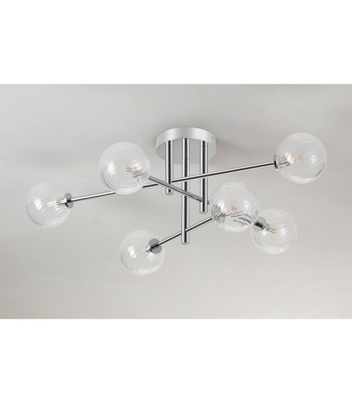 Tivoli Semi Flush Ceiling Tiered 6 Light G9 IP44 Polished Chrome/Clear Swirl Round Glass-8