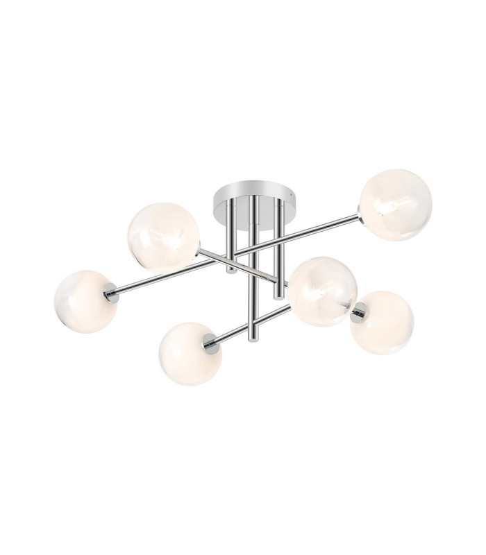 Tivoli Semi Flush Ceiling Tiered 6 Light G9 IP44 Polished Chrome/White Two-Tone Snow Specks Round Glass-1