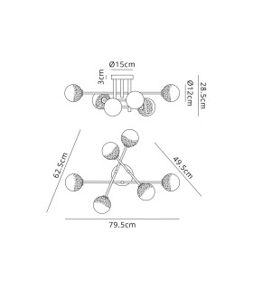 Tivoli Semi Flush Ceiling Tiered 6 Light G9 IP44 Polished Chrome/White Two-Tone Snow Specks Round Glass-2