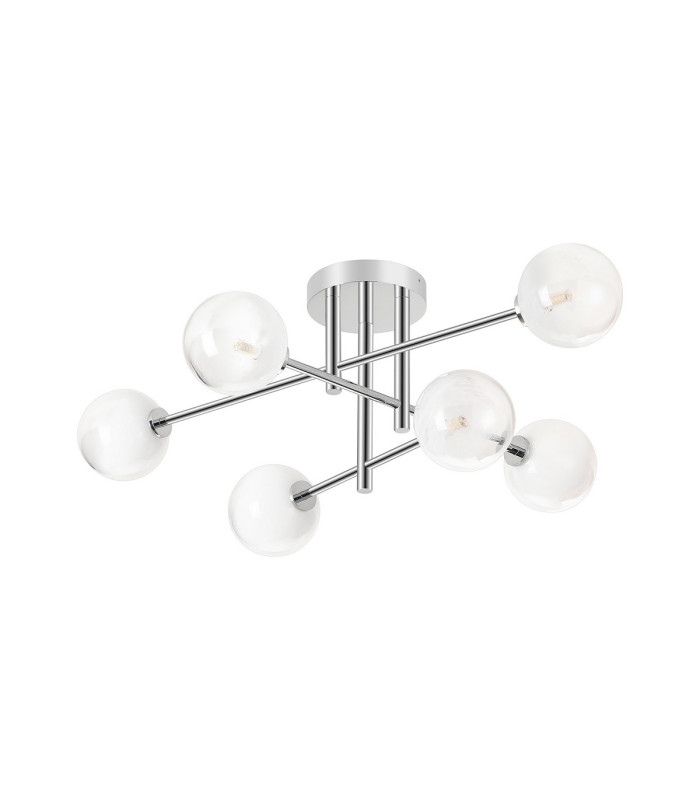 Tivoli Semi Flush Ceiling Tiered 6 Light G9 IP44 Polished Chrome/White Two-Tone Snow Specks Round Glass-4