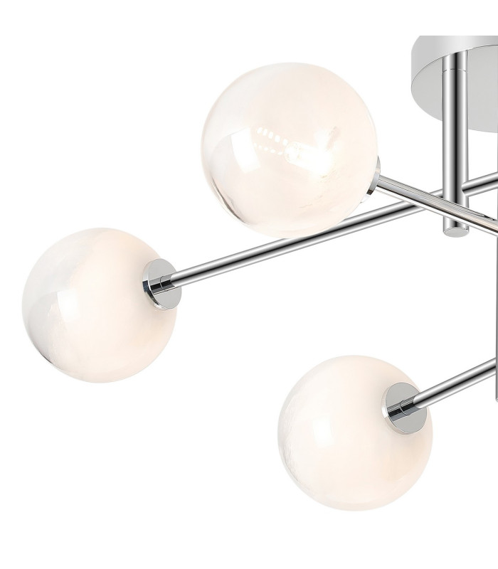 Tivoli Semi Flush Ceiling Tiered 6 Light G9 IP44 Polished Chrome/White Two-Tone Snow Specks Round Glass-5