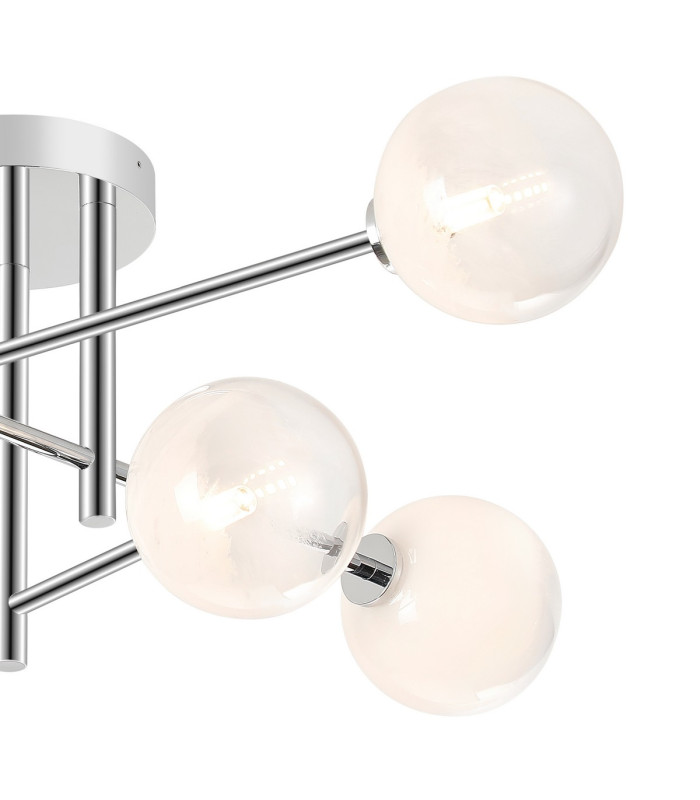 Tivoli Semi Flush Ceiling Tiered 6 Light G9 IP44 Polished Chrome/White Two-Tone Snow Specks Round Glass-7