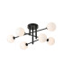Tivoli Semi Flush Ceiling Tiered 6 Light G9 IP44 Satin Black/Opal Round Segment Glass-1