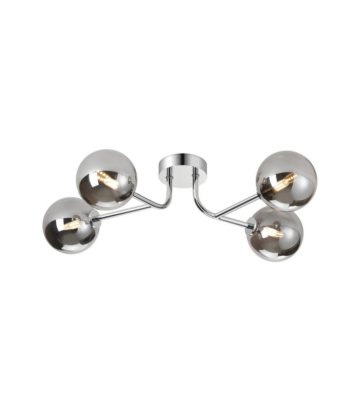 Tivoli Linear Semi Flush Ceiling 4 Light G9 IP44 Polished Chrome/Smoke Smooth Round Glass-1