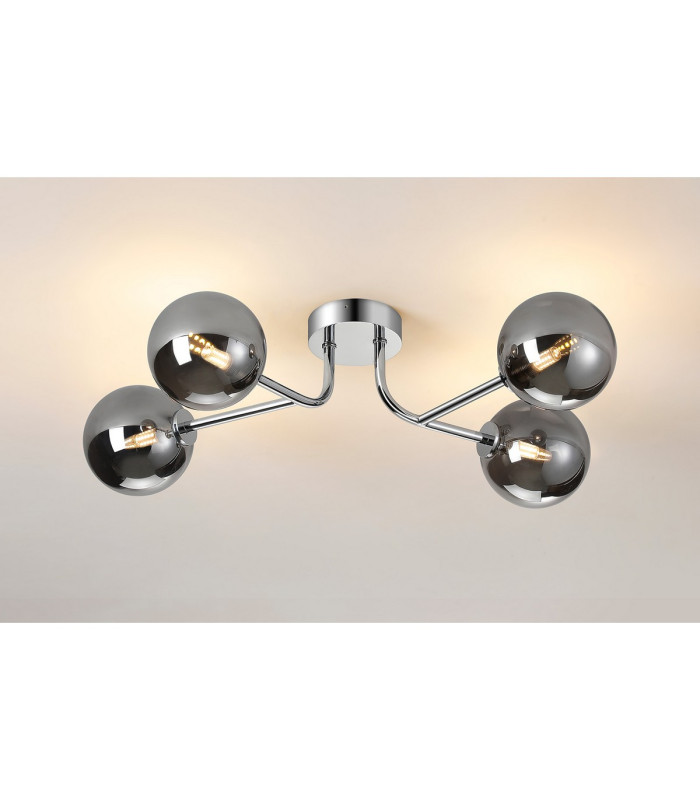 Tivoli Linear Semi Flush Ceiling 4 Light G9 IP44 Polished Chrome/Smoke Smooth Round Glass-3