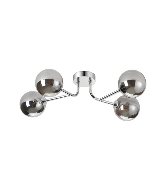 Tivoli Linear Semi Flush Ceiling 4 Light G9 IP44 Polished Chrome/Smoke Smooth Round Glass-4