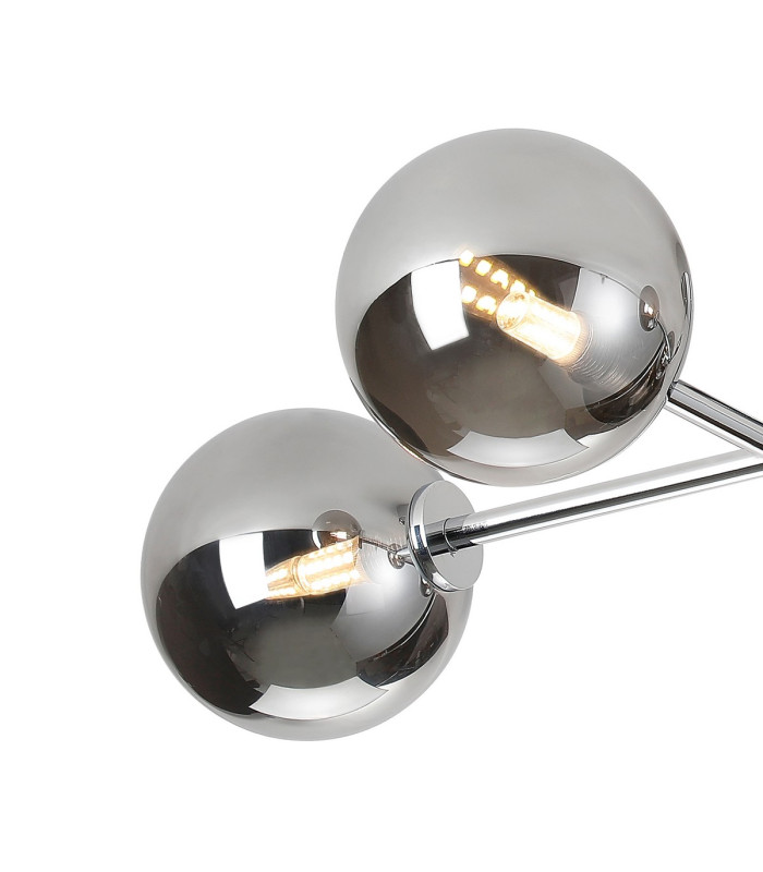 Tivoli Linear Semi Flush Ceiling 4 Light G9 IP44 Polished Chrome/Smoke Smooth Round Glass-5